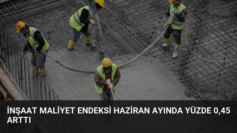 İnşaat Maliyet Endeksi Haziran Ayında Yüzde 0,45 Arttı